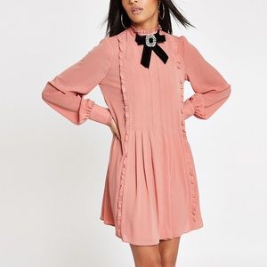 River Island swing dress w/ruffle detail in pink